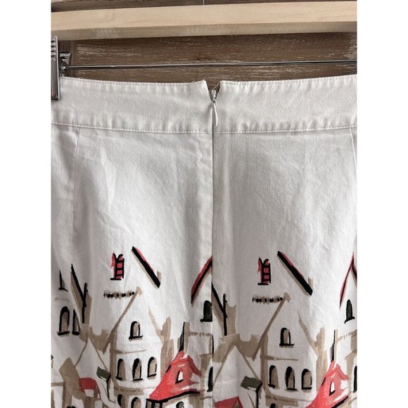 Van Heusen Studio Pencil Skirt SZ 10 Geometric City Multicolor Zip Cotton‎ - Picture 8 of 13